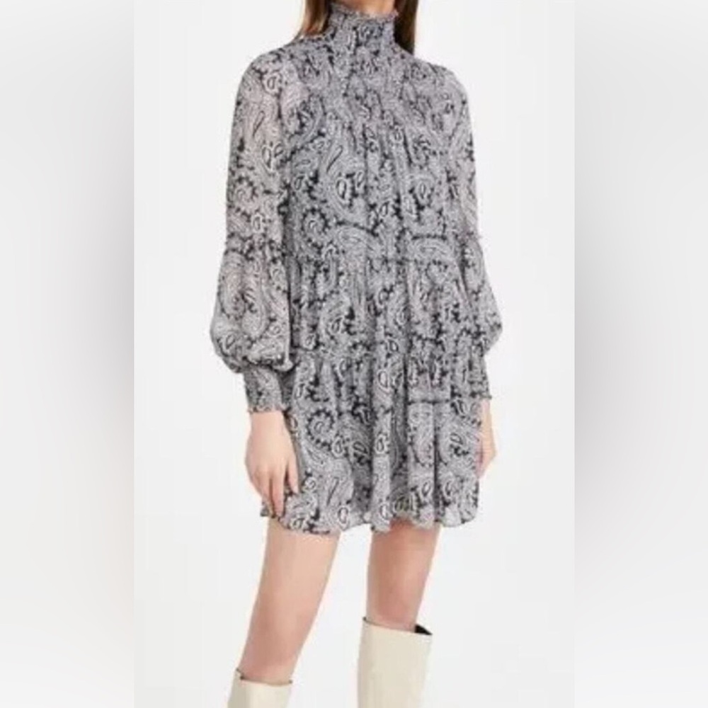 NWOT Cinq a Sept Rika Dress Navy Pink Paisley Size 4